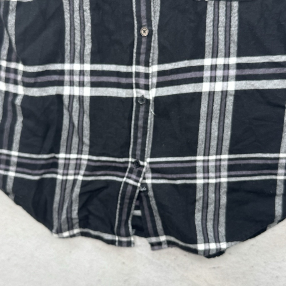Rails Milo Button Up Shirt Women's Medium Black Ivory Plaid Cowgirl LS **Flaw - Picture 12 of 12